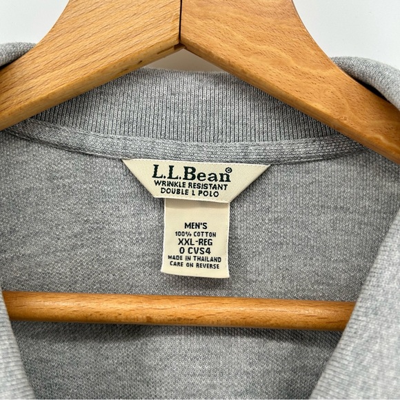 L.L.Bean Double L Polo Shirt Men 2XL Gray Long Sleeve Traditional Fit Knit - Picture 3 of 7